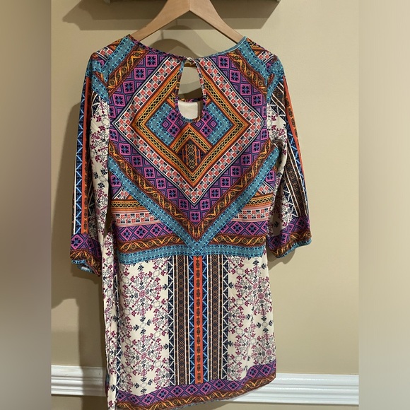 PINK OWL FLOWY DRESS with keyhole back button closure - Picture 4 of 5